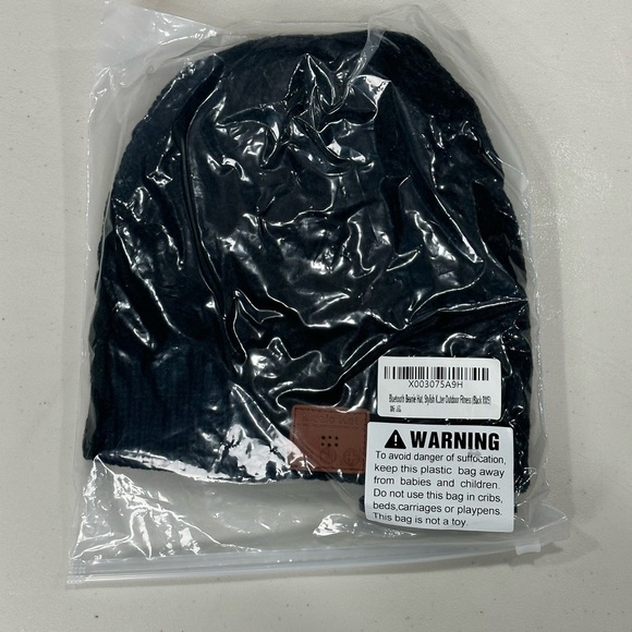 Wireless Bluetooth Beanie Hat Cable Knit Black Stereo Speakers Microphone Fleece - Picture 6 of 9